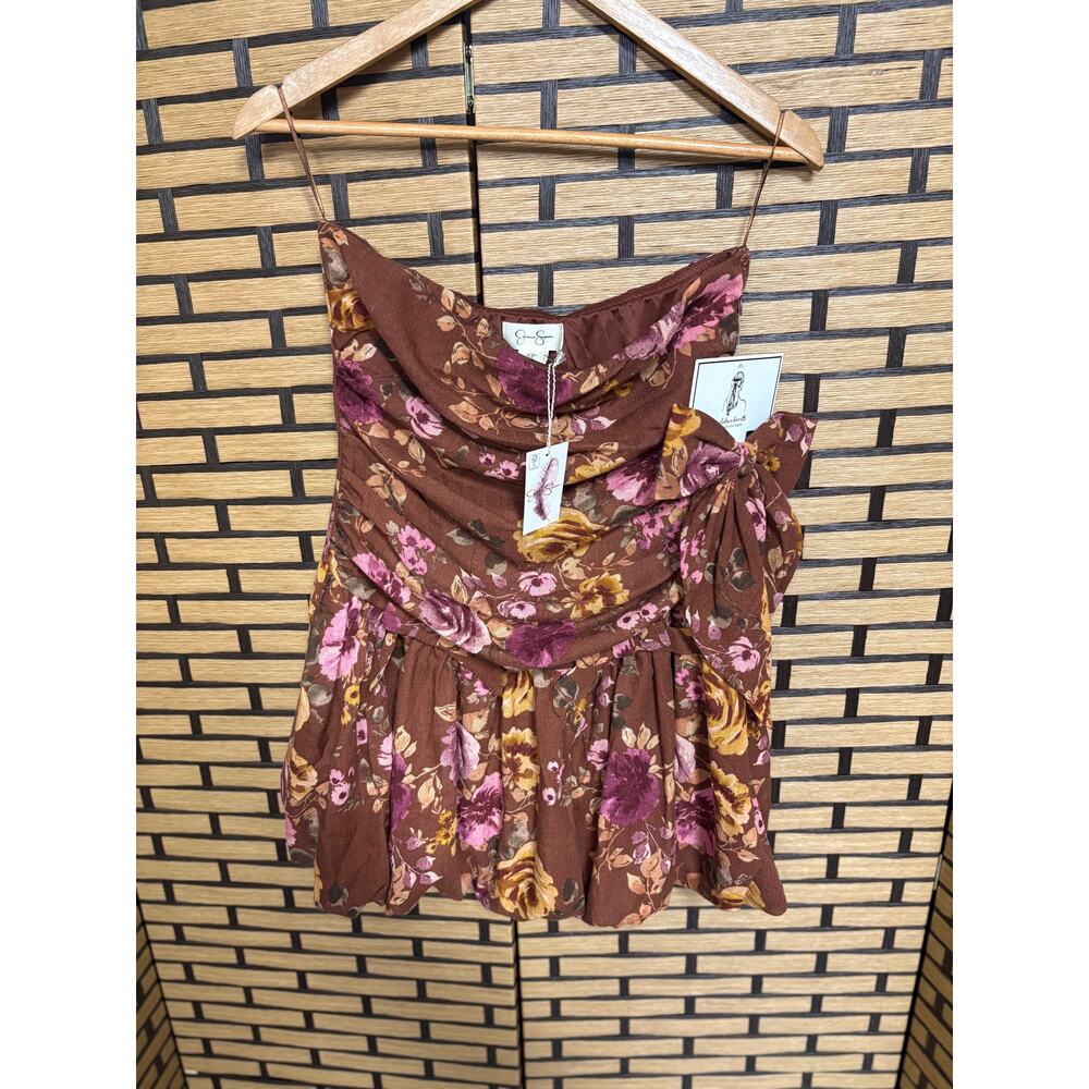 Jessica Simpson‎ Floral Bubble Hem Strapless Dress And Hair Clip Size Medium